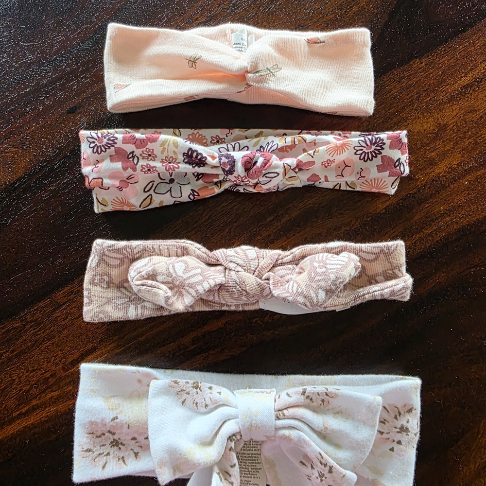 Floral and Solid Kids Headband Set